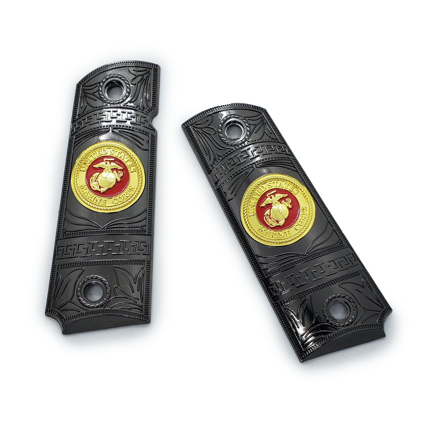1911 FULL SIZE GRIPS Ambi Cut 2 TONES W Soft Enamel Gold/Nickel