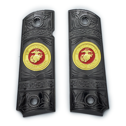 1911 FULL SIZE GRIPS Ambi Cut 2 TONES W Soft Enamel Gold/Nickel