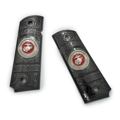 1911 FULL SIZE GRIPS Ambi Cut 2 TONES W Soft Enamel Gold/Nickel