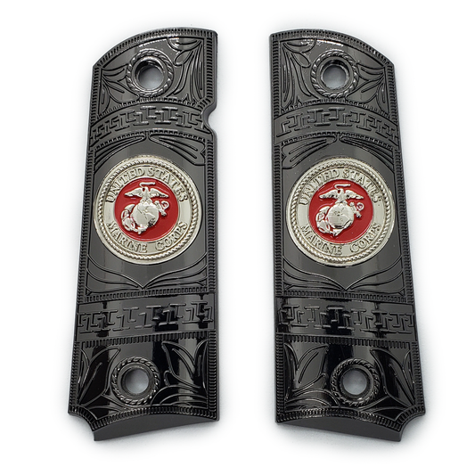 1911 FULL SIZE GRIPS Ambi Cut 2 TONES W Soft Enamel Blk/Nickel