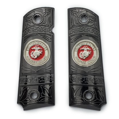 1911 FULL SIZE GRIPS Ambi Cut 2 TONES W Soft Enamel Gold/Nickel