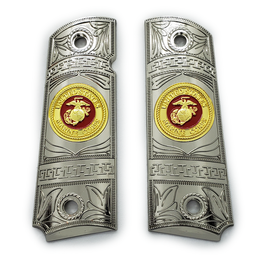 1911 FULL SIZE GRIPS Ambi Cut 2 TONES W Soft Enamel Nickel/Gold