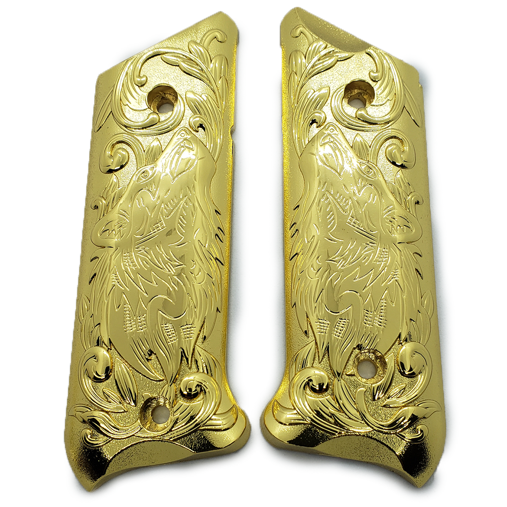 Ruger Mark IV 4 Wolf Metal Grips Gold Plated